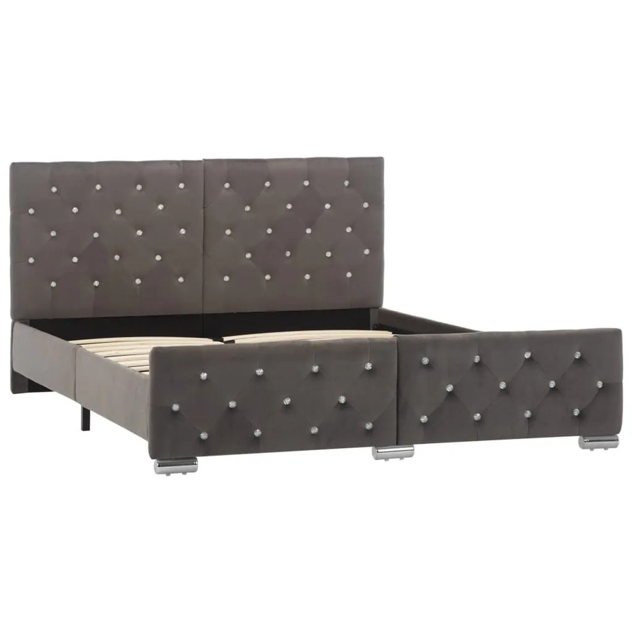 vidaXL Bettgestell aus Samt in Grau, B/T/H: 140 x 200 x 87 cm - Bild 2