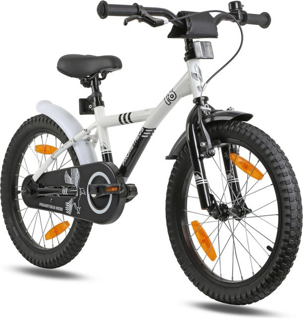PROMETHEUS BIKES Kinderfahrrad 18 Zoll, mit Stützrädern und Rücktrittbremse, Weiß - Bild 1