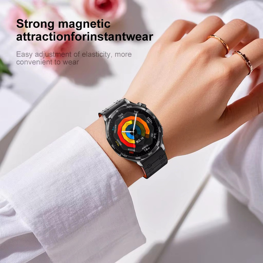 Uhrenarmband Huawei, Silikon, Magnetisch, Schwarz, 22 mm - Bild 3