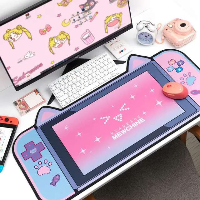 DIXSG Gaming-Mauspad mit Handballenauflage im Cartoon-Design, Übergroße Schreibtischunterlage für Computer und Tastatur, Multicolor - Bild 1