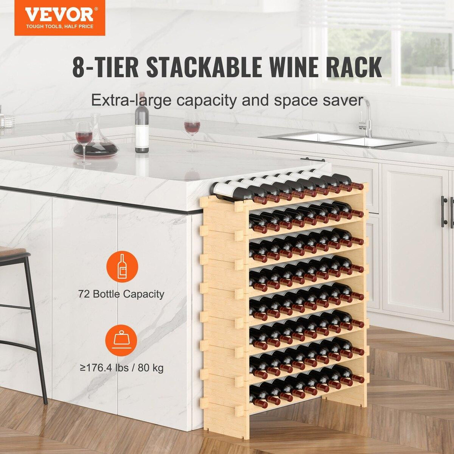 Buying Solutions MB Modulares Weinregal aus Bambusholz in Braun mit 8 Ebenen für 72 Flaschen - Bild 2