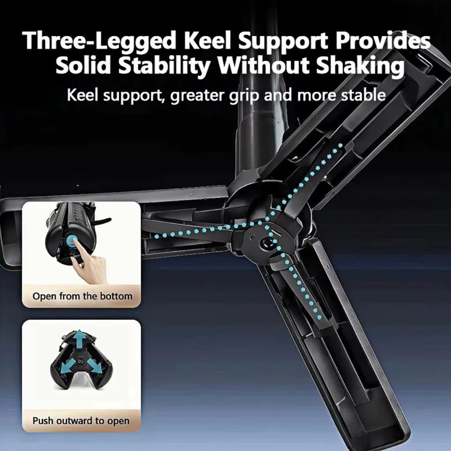 EOENKK 4-in-1 Multifunktionaler Magnetischer Mini-Selfie-Stick mit 360 Grad Rotation und Bluetooth Fernbedienung in Schwarz - Bild 3