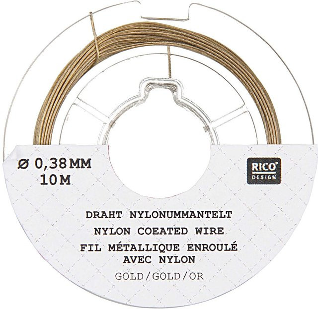 Rico Design Edelstahlseide, 0,38mm, 10m, Goldfarbig, Unisex - Bild 1
