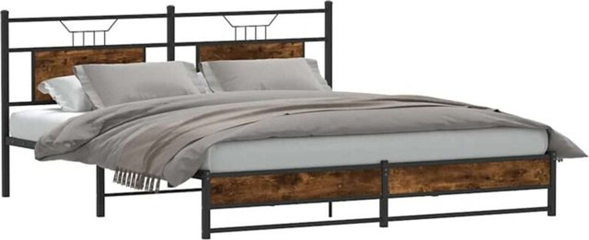 Vidaxl Doppelbett Bettgestell aus Holzwerkstoff und Stahl in Braun im Industrial Design B/T/H: 160 x 200 cm - Bild 1