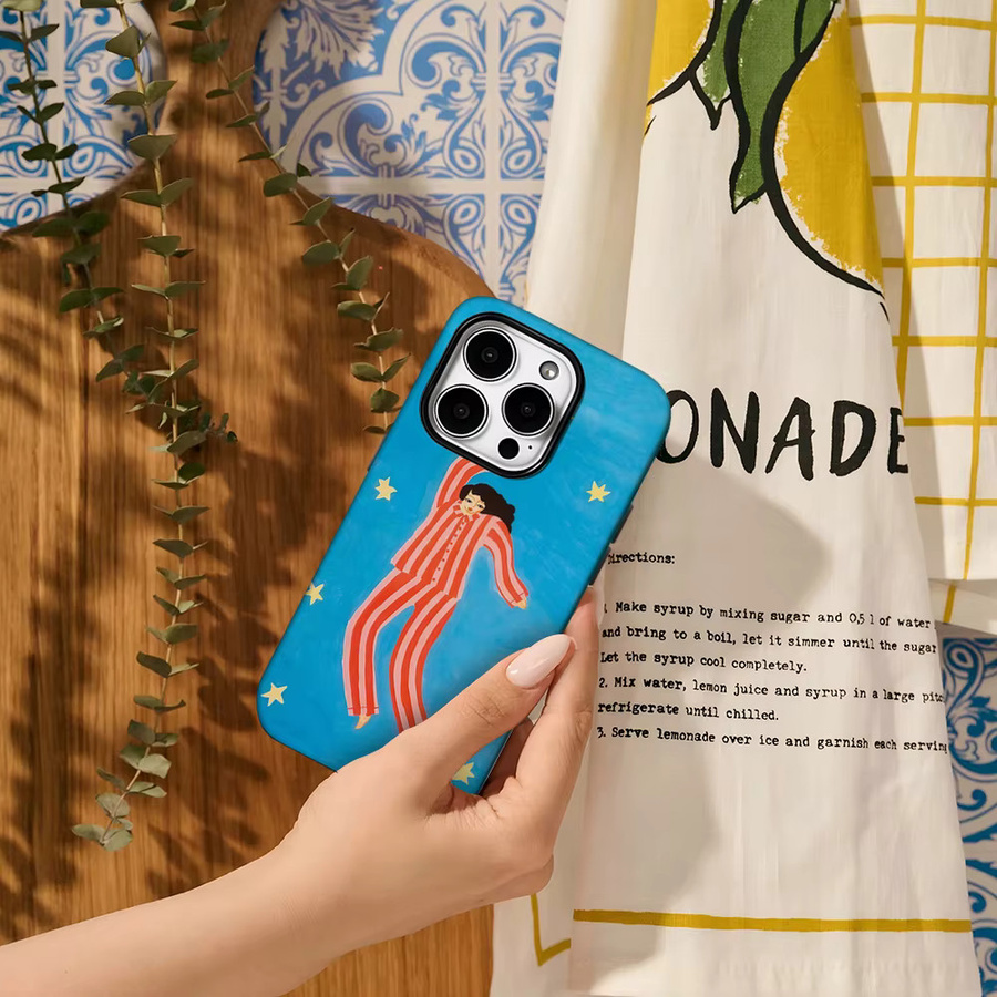 Potdemiel Handyhülle Blaue Pyjamas Star Girl für iPhone 11 bis iPhone 16 Pro Max Plus mit doppelschichtiger Rückseite - Bild 4