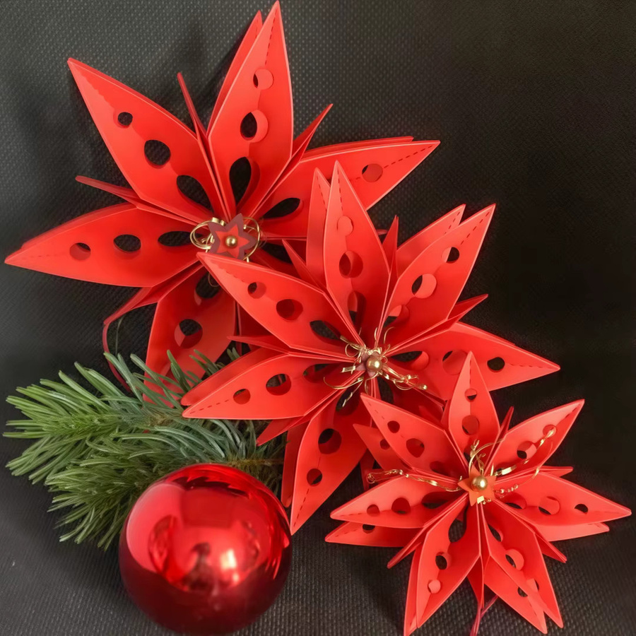 Faltbare Metallschneidvorlagen in Sternform mit runden Ausschnittmustern für Weihnachtskarten - Bild 2
