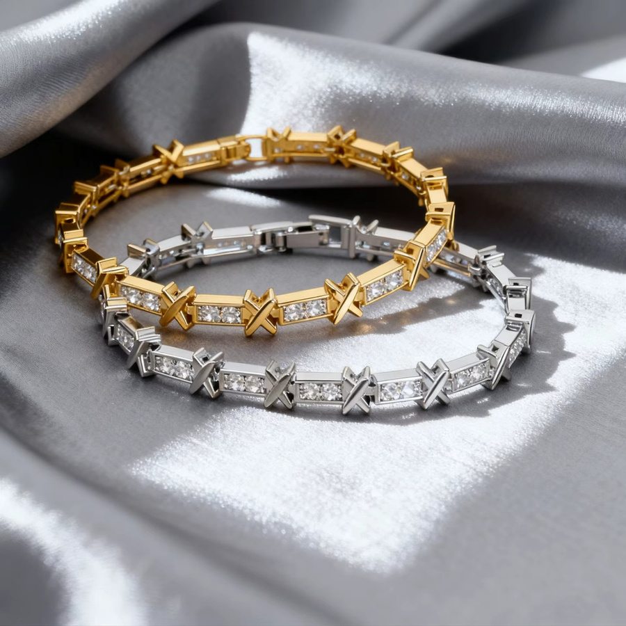 LISHAYUNXI Armband, Geometrisches Kettenglieder, Bicolor, Zirkonia - Bild 2
