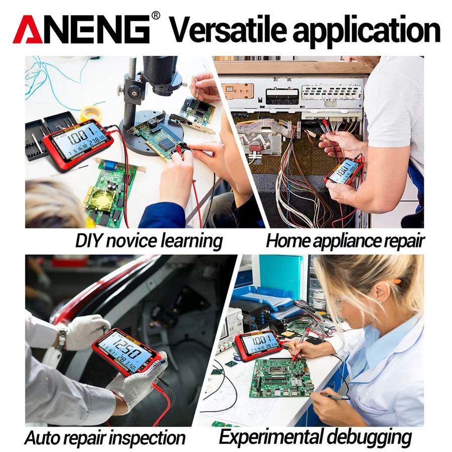 ANENG 612/613 3-in-1 Smart Digital-Multimeter in Rot für AC/DC-Spannung, Kapazität, Widerstand und Frequenz mit Kalender und Buzzer - Bild 2