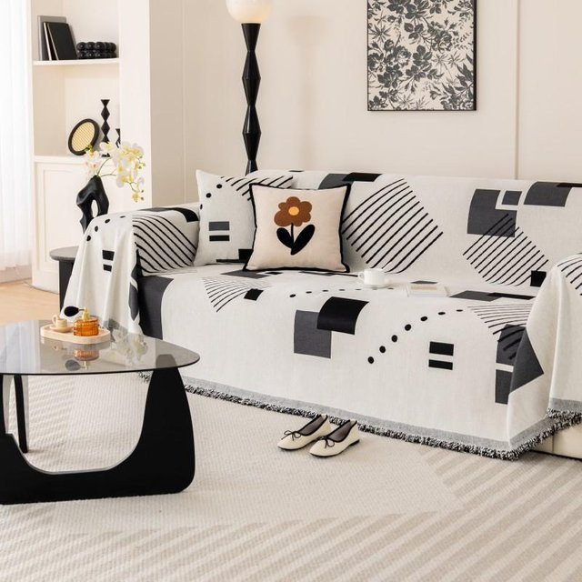 Super Six Chenille Sofa-Bezug mit Jacquard-Muster, rutschfest und waschbar, B/B: 180 x 130 cm - Bild 1