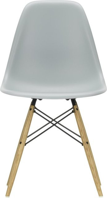 Vitra DSW Eames Plastic Side Chair in Grau mit Kunststoffschale und Holzbeinen - Bild 1