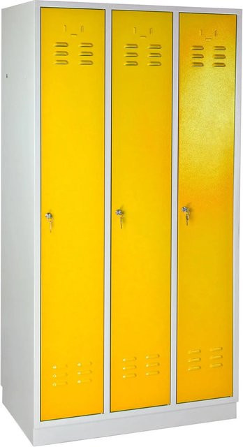 PROREGAL Garderobenschrank Ermine mit 3 Türen in Lichtgrau und Gelb, H x B x T: 178 x 89 x 50 cm - Bild 1