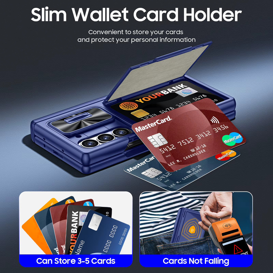 Stoßfeste Handyhülle für Samsung Galaxy Z Fold 6 mit integriertem Stiftschlitz und 9H-Schutzfolie in Schwarz oder Blau - Bild 2