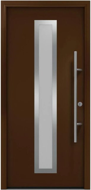 EcoStar Haustür Isopro Secur IPS 700S mit Glaseinsatz in Terrabraun, B: 110 cm, H: 210 cm, DIN Rechts, RC2 Sicherheit, Aluminium und Stahl - Bild 1