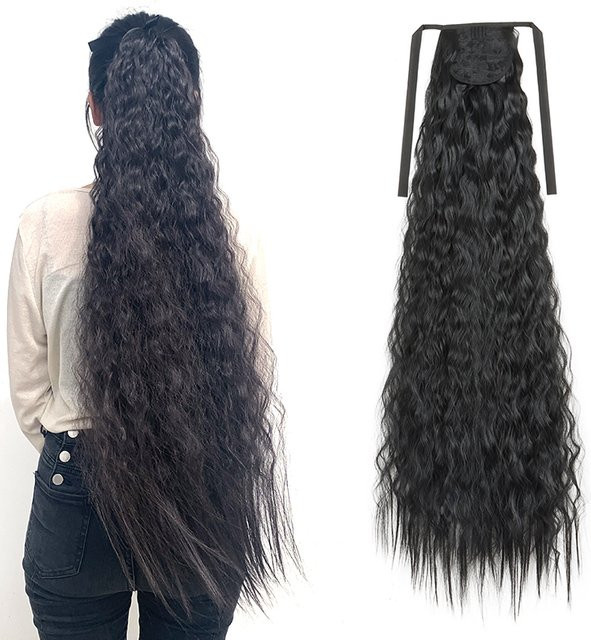 WIGSIN Clip-in-Pferdeschwanz, synthetisch, lang, lockig, schwarz blonde Haarverlängerung, Damen - Bild 1