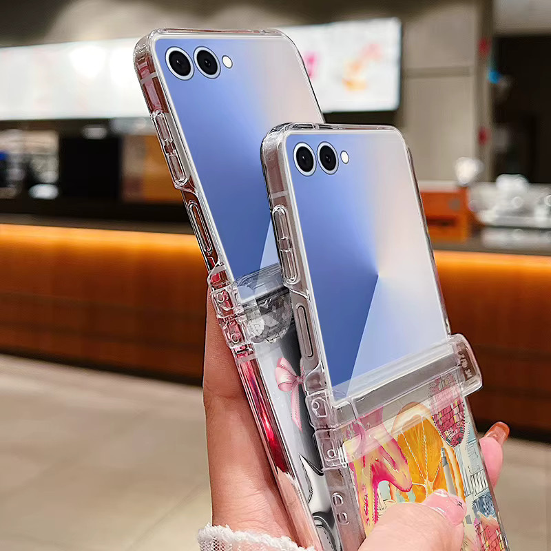 MOESOE Schutzhülle mit Bowknot-Kirschmuster für Samsung Galaxy Z Flip 7, Z Flip 6 und Z Flip 5, transparent - Bild 3