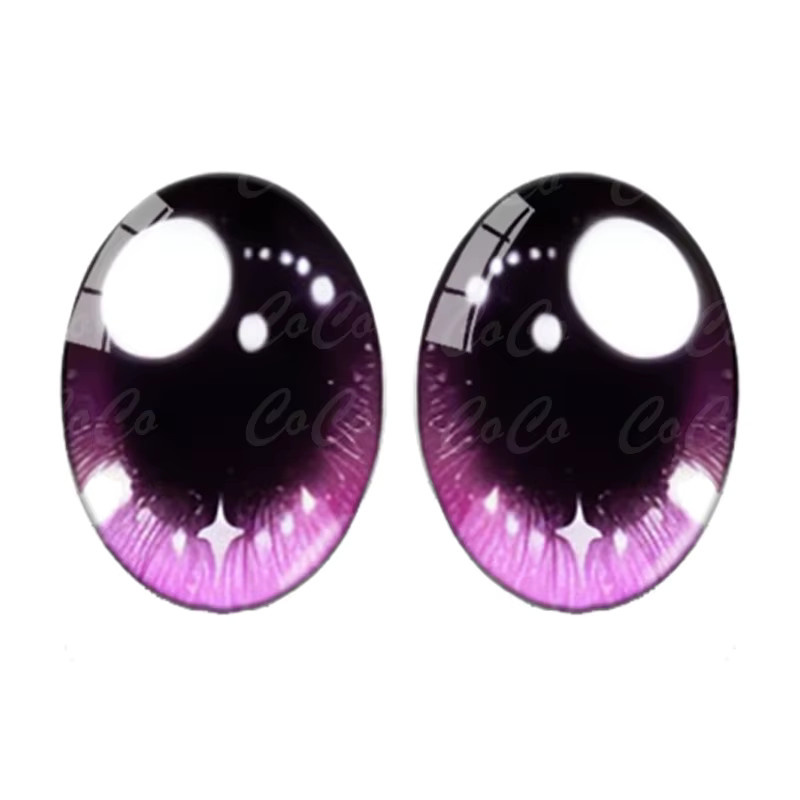 Ovale Niedliche Glitzernde Cartoon-Puppen-Kristallaugen, Blaue Stern-Foto-Glascabochons, 6 Paar/Set - Bild 2