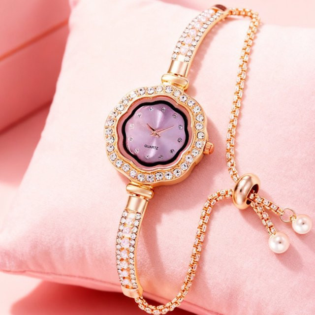Armbanduhr Quarz, Edelstahl, Roségold, Rosa, Damen - Bild 1