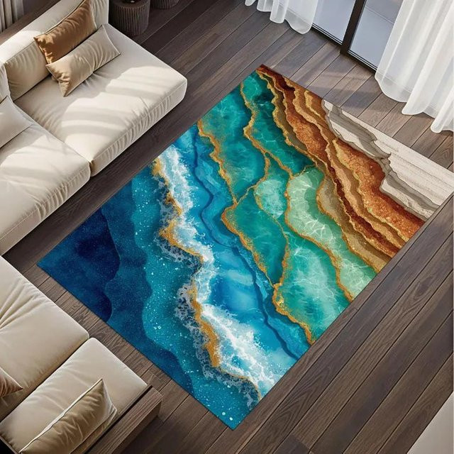 Lodestar Strandwellen Teppich Nautisch in Blau, B/T: 60 x 40 cm - Bild 1