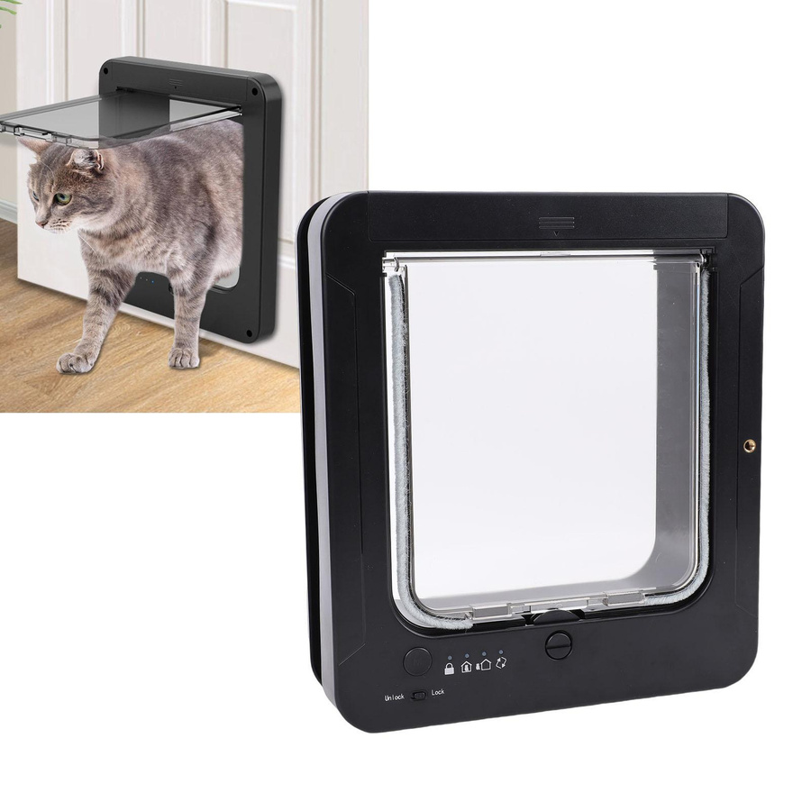 KONNWEI Intelligente Katzenklappe mit automatischem Sensor und Fernbedienung, Halsbandaktiviert, Schwarz - Bild 3