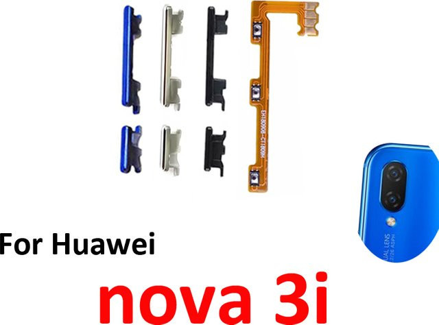 Huawei Nova 3i Ersatz-Tasten für Ein/Aus und Lautstärke inklusive internem Flexkabel in Schwarz, Blau oder Silber - Bild 1