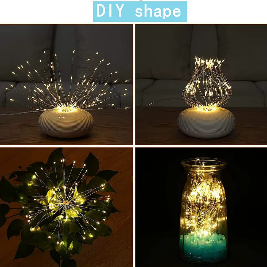 Topdii LED Starburst Fairy Lights mit Fernbedienung, Warmweiß, 200 LEDs für Weihnachten und Silvester - Bild 3