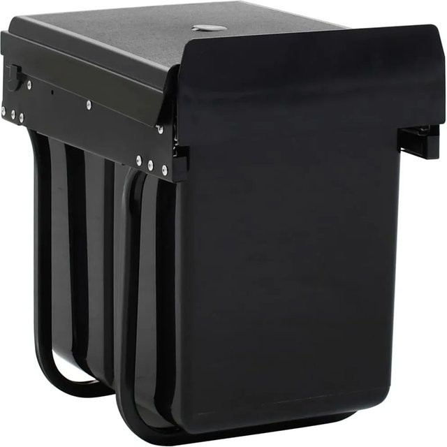 vidaXL Abfüllbehälter für Küchenschrank ausziehbar mit Soft-Close und Deckel, Schwarz, B: 26,0 cm, T: 34,0 cm, H: 35,1 cm - Bild 1