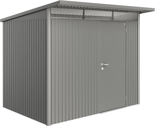 Biohort Gerätehaus AvantGarde aus Metall mit Pultdach und Standardtür in Quarzgrau-metallic, B/T/H: 257 x 177 x 218 cm - Bild 1