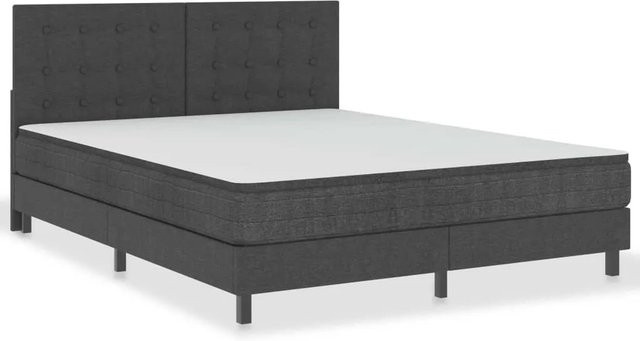vidaXL Boxspringbett Hybrid in Dunkelgrau aus Stoff mit Schaumfüllung B/T/H: 160 x 200 x 116 cm - Bild 1
