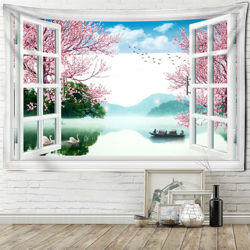 Super Six Wandtapet Wandbehang Bohemian Meereslandschaft mit Engel Motiv, Mehrfarbig, B/H: 150 x 150 cm - Bild 1