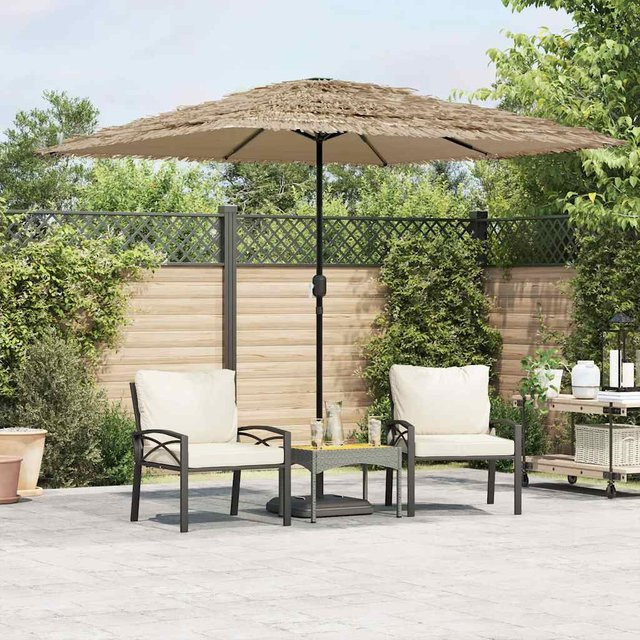 vidaXL Sonnenschirm aus Polyester mit pulverbeschichtetem Stahlmast in Braun, B/T/H: 248 x 248 x 248 cm - Bild 2