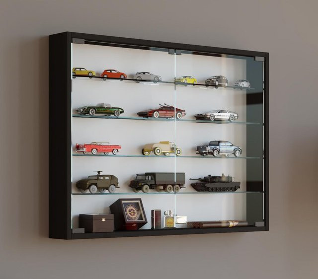 VCM Wandvitrine Mandosa L in Schwarz mit ESG-Sicherheitsglas, B/H/T: 80 x 60 x 10 cm - Bild 1