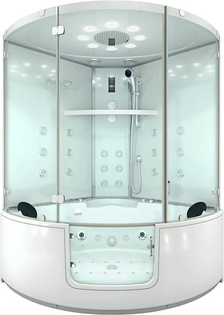 AquaVapore Dampfdusche Whirlpool Duschkabine mit Regendusche, Handbrause und LED-Beleuchtung, Weiß, B/T/H: 140 x 140 x 210 cm - Bild 1