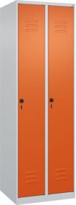 C+P Wäsche-Spind Classic PLUS mit 2 Abteilen, Lichtgrau/Reinorange, H x B x T: 185 x 60 x 50 cm - Bild 1