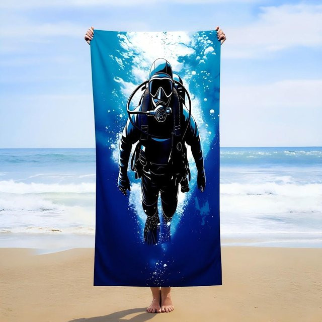 JMG Household Supplies Strandtuch Tauchsportler Blau, weich und ultra-saugfähig, B/H: 80 x 160 cm - Bild 1