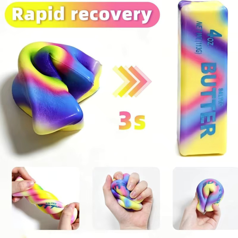 GSF Regenbogen-Butter-Squishy-Fidget-Spielzeug, realistischer Butter-Stick, weich, langsam aufsteigend - Bild 3