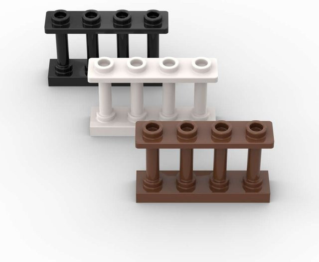 SixBricks Zaun 1x4x2 Spindel Bausteine Kit, 10-teiliges Set, Schwarz - Bild 1