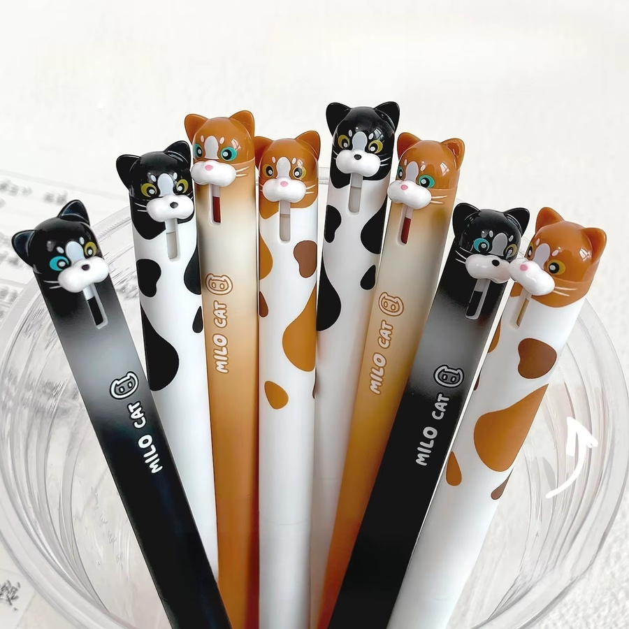 4 Stück Kawaii Gelstifte mit Milchkatzenmuster, 0,5 mm, schnell trocknend, mehrfarbig - Bild 3