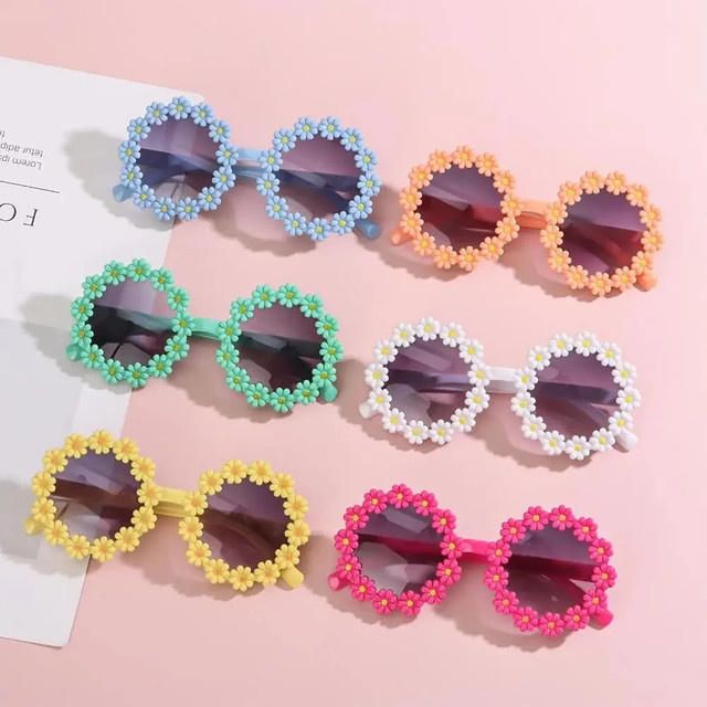 LOVINGFANG Runde Blumen-Sonnenbrille für Kinder, Vollrand, Kunststoff - Bild 1