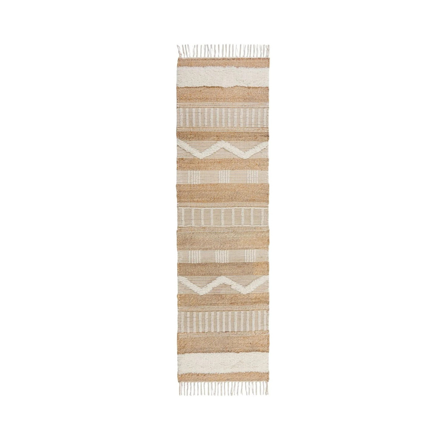 Flair Rugs Hochflorteppich Medina in Elfenbein mit Jute, Wolle und Baumwolle, B: 60 cm, L: 230 cm - Bild 2