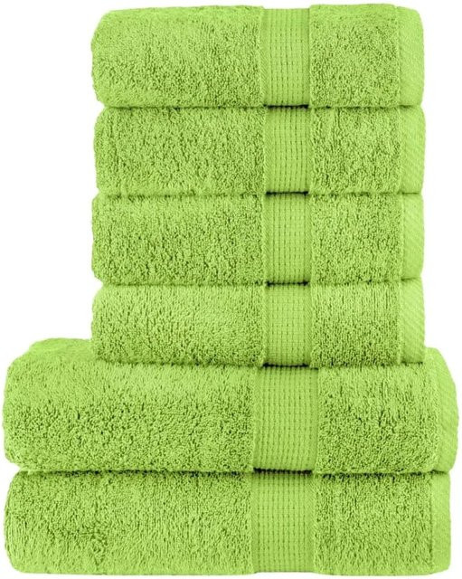 vidaXL 6-teiliges Premium-Handtuch-Set aus 100% Baumwolle in Apfelgrün, 600 g/m2, Frottier mit Aufhängeschlaufe - Bild 1