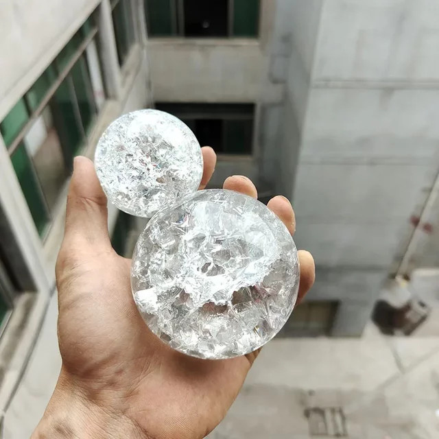 YXYMCF Eisrissige Kristallkugel aus Glas in Transparent für Bonsai und Brunnen Dekorationen - Bild 1