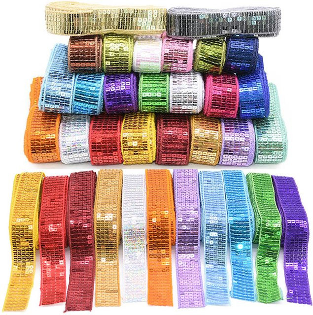 Glitzer Paillettenband in Multicolour für DIY Haarschleifen, Bekleidung und Nägelarbeiten, Länge: 4,57 m - Bild 1