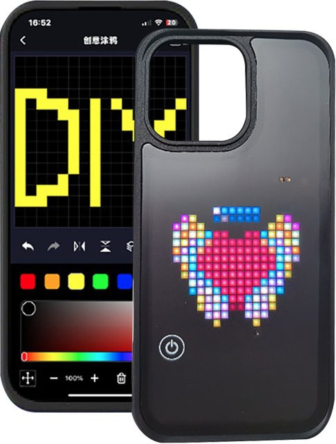 Luxuglow Animierte Pixel-Handyhülle mit DIY-Modus für iPhone 16 und iPhone 17 Pro Max in Schwarz - Bild 1