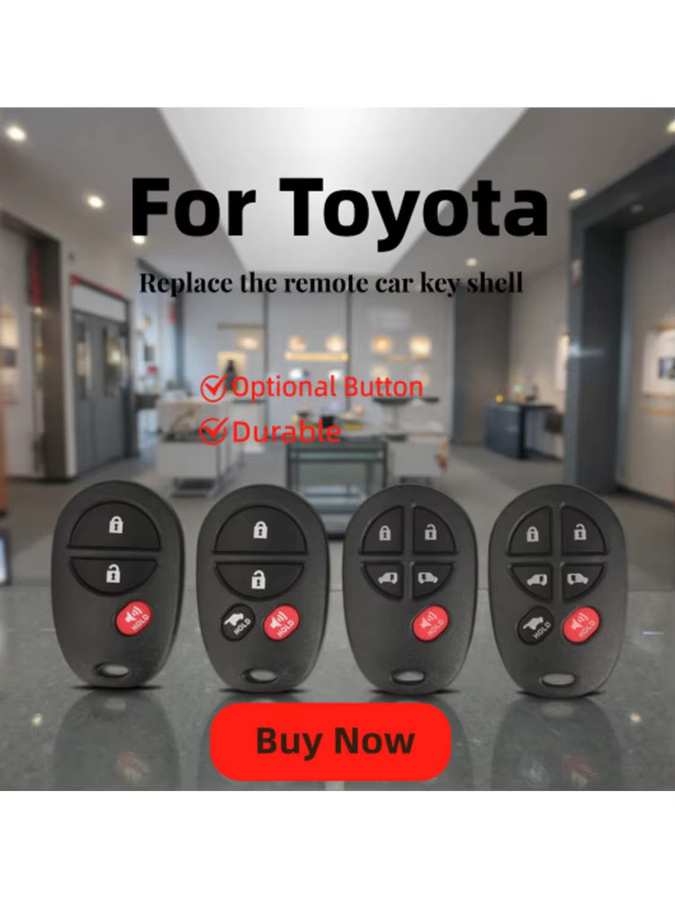 Jingyuqin Ersatzgehäuse für Toyota Sequoia Highlander Sienna Tacoma Fernbedienung Schlüssel Karte Shell Fob in Schwarz - Bild 4
