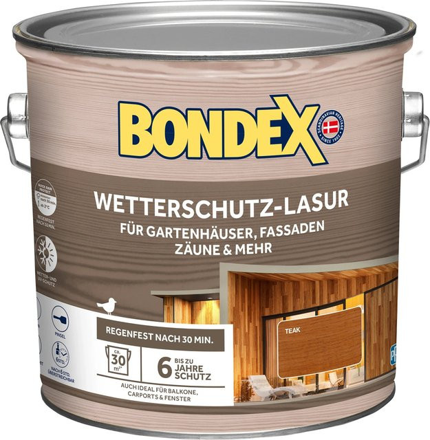 Bondex Wetterschutz-Lasur Teak in Braun, wasserbasiert, 2,5 l - Bild 1