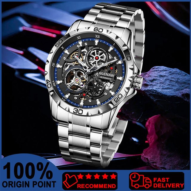 GLENAW Armbanduhr, Automatik, Edelstahl, Schwarz, Herren - Bild 1