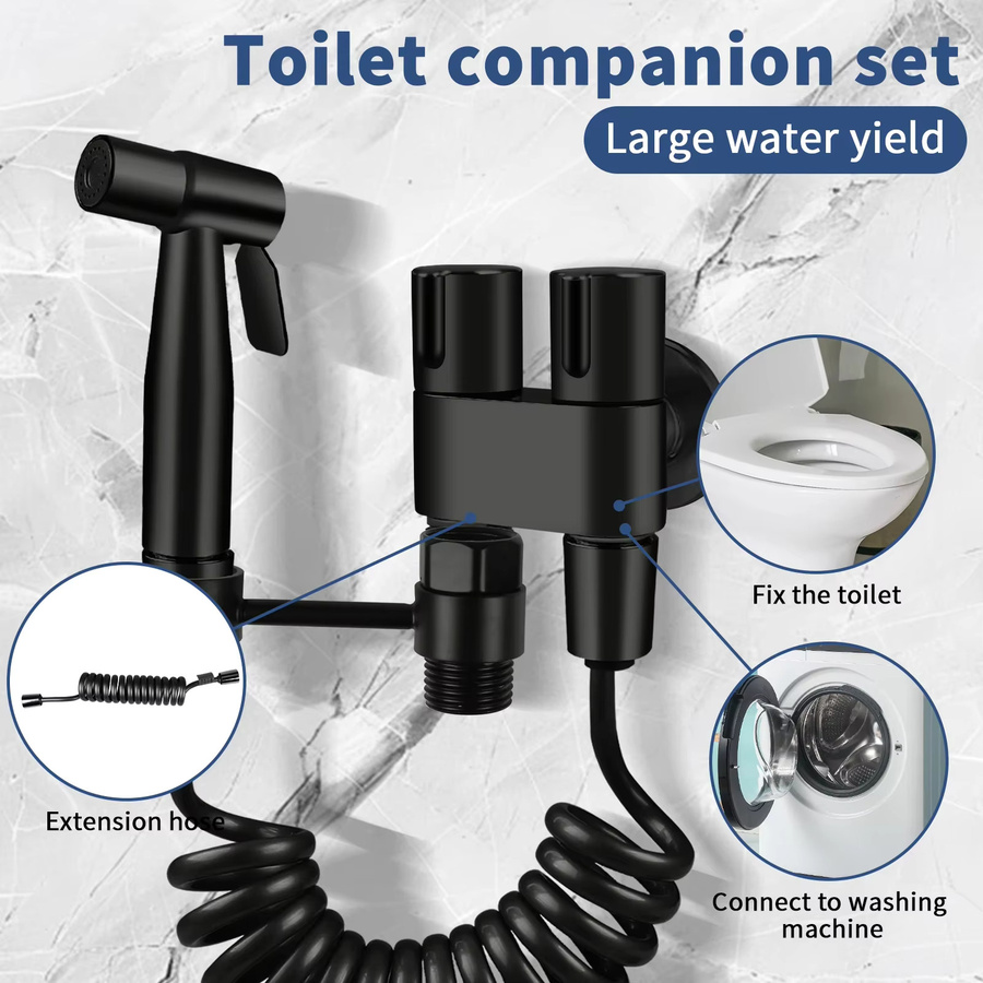 Hand-WC-Bidet-Wassersprüher mit Hochdruck und Schlauch für feminine Babywäsche, selbstreinigendes Hygienezubehör in Schwarz oder Grau - Bild 2