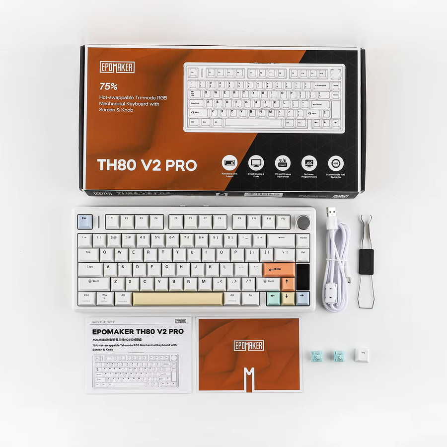 EPOMAKER TH80 V2 PRO Mechanische Gaming-Tastatur, 75% ANSI US QWERTY Layout, Hot-Swap Gasket Tri-Mode Kabellos mit RGB-Hintergrundbeleuchtung, Weiß - Bild 3