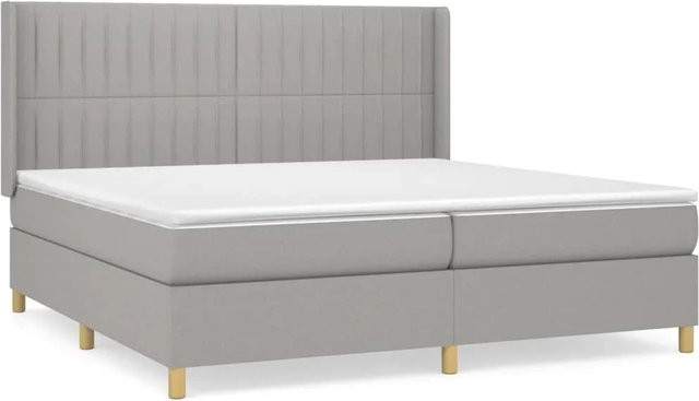 vidaXL Boxspringbett Hybrid mit Matratze und Taschenfederkern in Grau, B/T/H: 203 x 203 x 118 cm - Bild 1