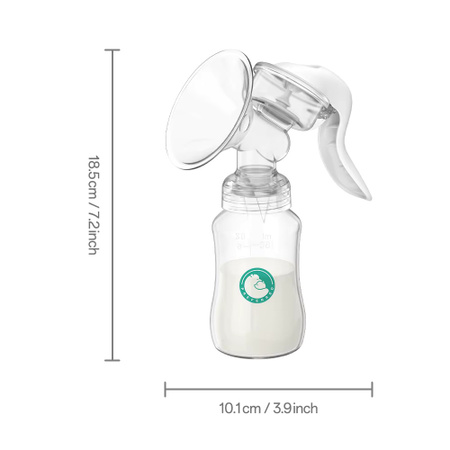 Manuelle Milchpumpe MB7 aus lebensmittelechtem Silikon, BPA-frei, tragbarer Milchabpumper in Weiß und Transparent mit weichem Kissen